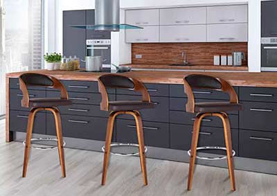 Walnut finish bar stool ArL Shell