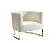 White Leatherette Accent Chair ArL Ellie