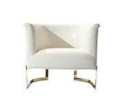 White Leatherette Accent Chair ArL Ellie