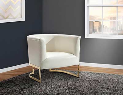 White Leatherette Accent Chair ArL Ellie