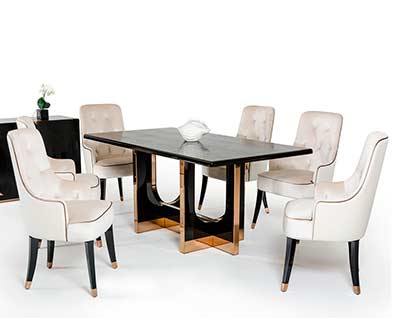 Black Crocodile and Rosegold Dining table VG828