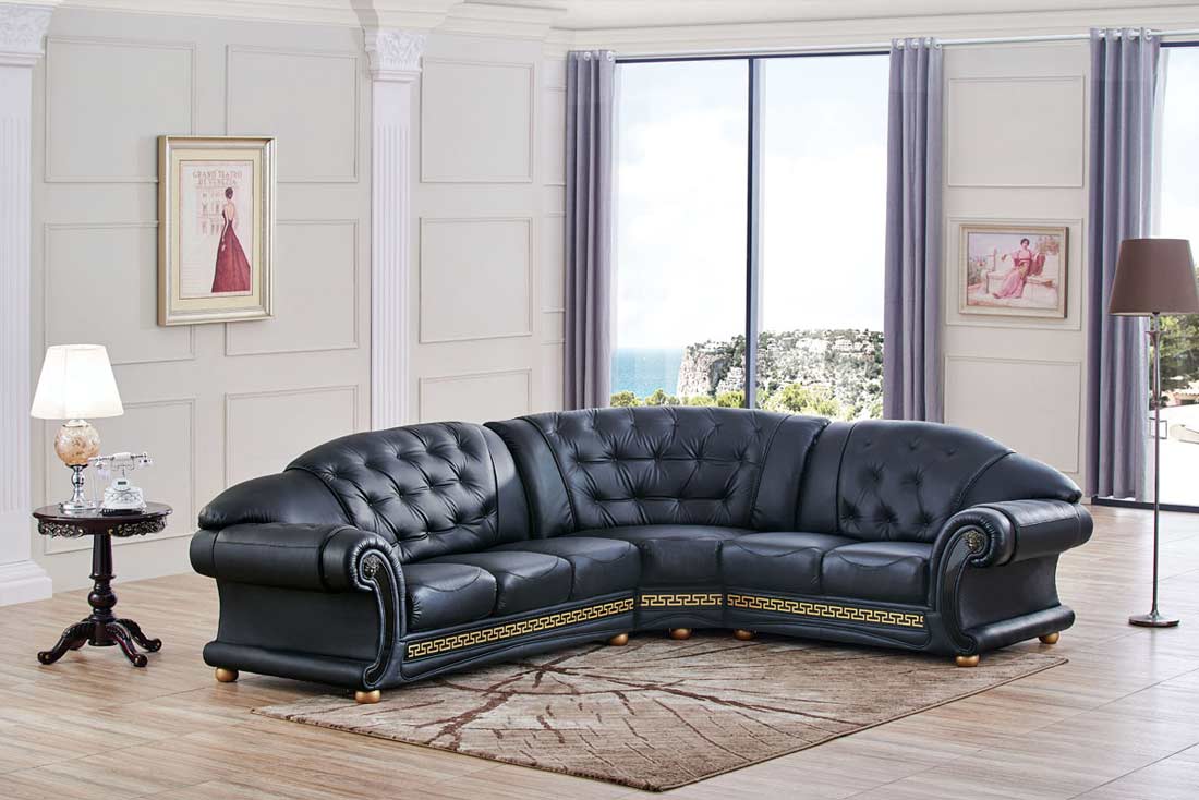 black leather sectional sofa