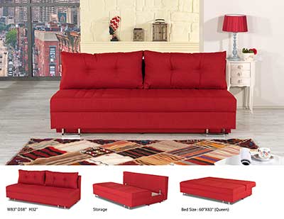 Red Fabric Sofa Bed Lavana