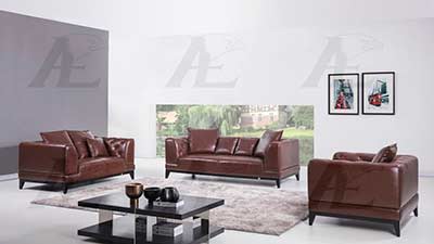 Brown leather sofa set AE065