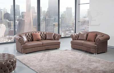 Dark Tan Italian leather sofa set AEK 096