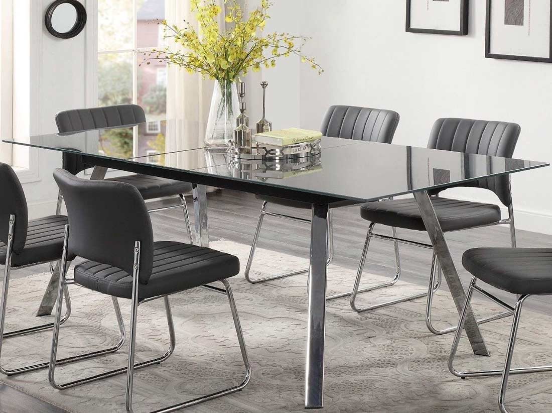 Gray Glass Top Dining Table HE 559 | Urban Transitional Dining