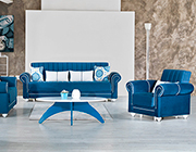 Marilyn Blue Fabric Sofa Sleeper by Demka