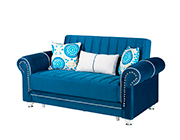 Marilyn Blue Fabric Sofa Sleeper by Demka
