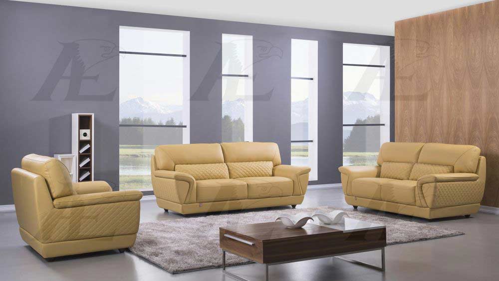yellow leather sofa set