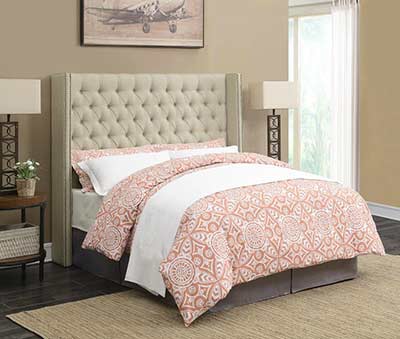 Transitional Beige Woven Fabric Headboard CO705
