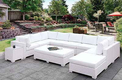 White Wicker Patio Sofa sectional FA 135