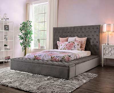 Modern Fabric Bed with Bench FA Davina