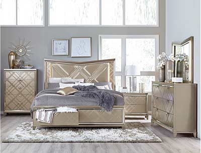 Modern Bed in Champagne Finish HE 522