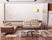 Light Gray and Taupe Leather Sectional sofa AE 8011