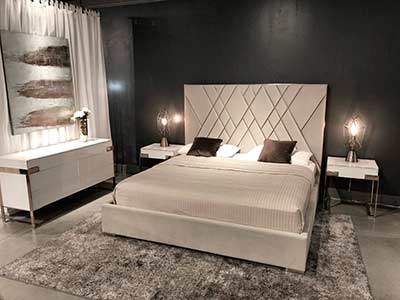 Beige Velvet Bedroom VG Leonora