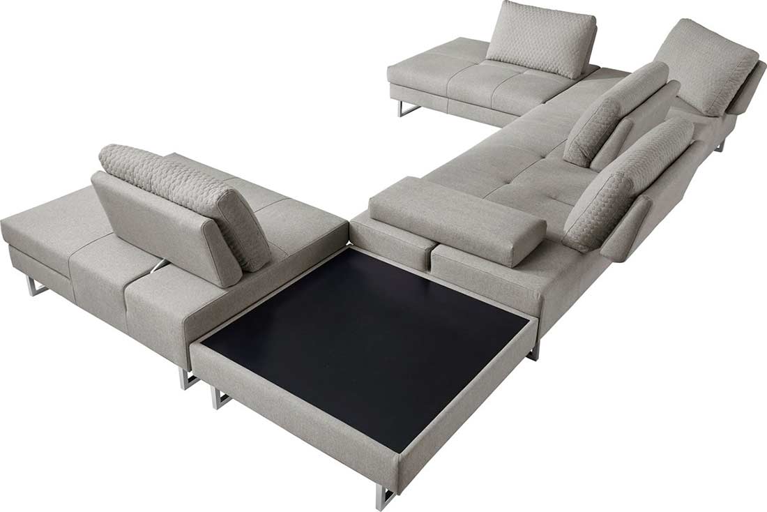 Modern Fabric Sectional Sofa Gray Backrest Coffee Tables Vg 040 1 