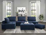 5 Piece Dark Blue Fabric Sofa HE 545