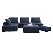 5 Piece Dark Blue Fabric Sofa HE 545
