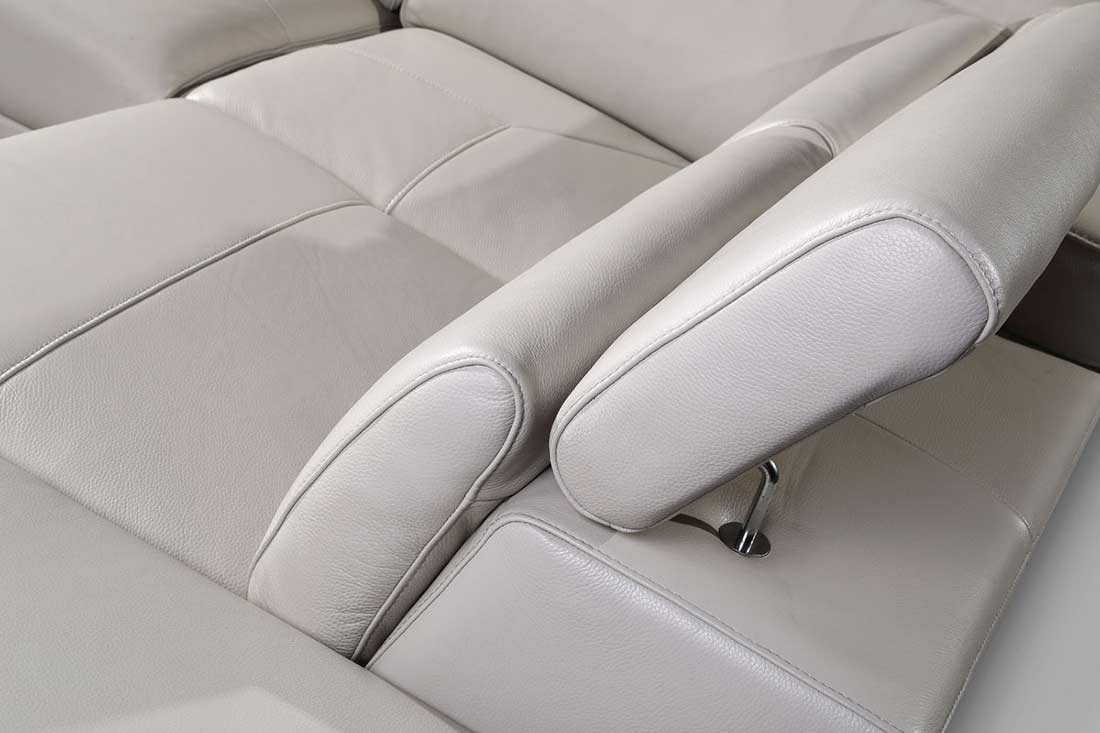 Modern Sectional Sofa Leather Light Gray Headrests San Francisco Bay Area Ef 119 5 