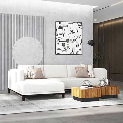 Ivory fabric sectional sofa SB 722