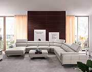 Light Gray Leather Sectional Sofa EF 82