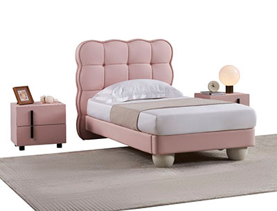 Pink Tufted Modern Bed AE 083