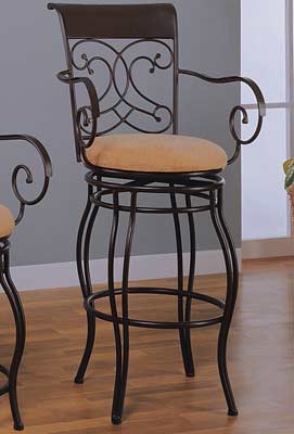 Black Metal Dark Brown Accented 29H  Barstool 