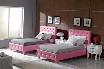  Pink VG Leatherette Twin Full Bed 