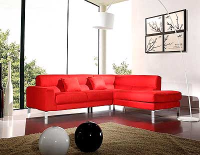  Modern Leather Sectional Sofa Red 43