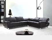 Modern Black Leather Sectional HE-626