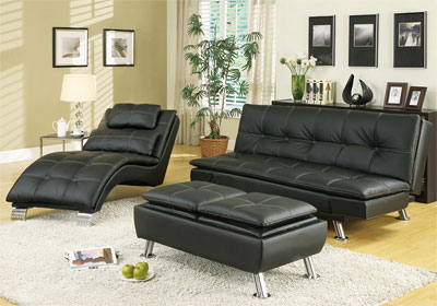 Black leatherette Sofa Bed Collection CO91B