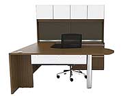 U-Shaped Office Desk With Semi Lateral Pedestal & Hutch CH-V-727