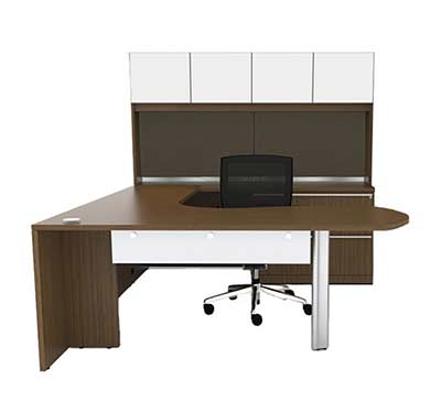 U-Shaped Office Desk With Semi Lateral Pedestal & Hutch CH-V-727