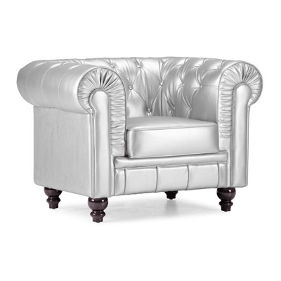 Silver Leatherette Armchair Z100