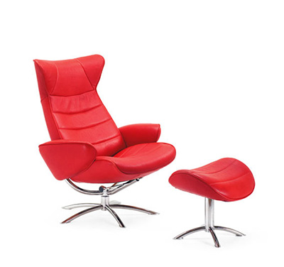 Fjords Tinde in Red Ergonomic Recliner by Hjellegjerde