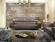 Modern Metallic Grey Leather sofa set