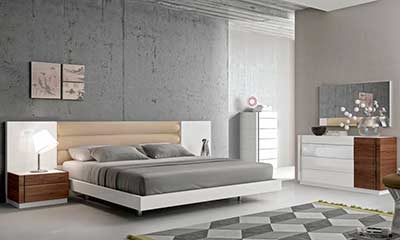 Contemporary White Lacquer Bed SJ871