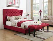 Red Linen Platform Bed AC Fleur