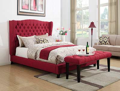 Red Linen Platform Bed AC Fleur