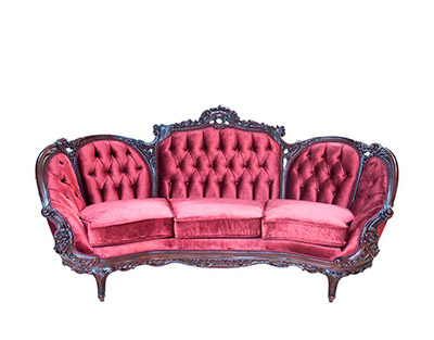Red Velvet Provincial Sofa 634