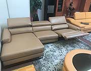 Beige Top Grain Leather Sectional