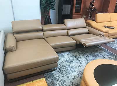 Beige Top Grain Leather Sectional