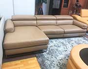 Beige Top Grain Leather Sectional