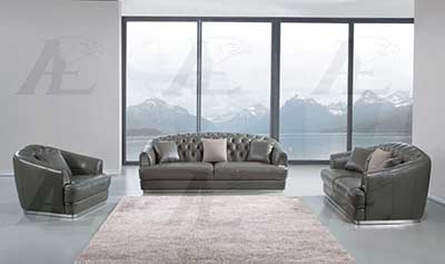 Black Green Italian leather sofa set AEK 098