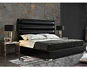 Black tufted leatherette bed DS Brigitte