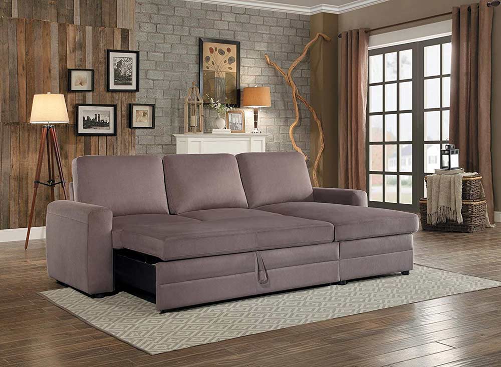 Sofa Bed Sectional Fabric Reversible Chaise Storage He211 3 