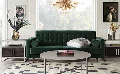 Green Velvet Sofa DS Cypress