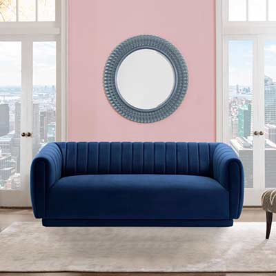 Navy Blue Velvet Sofa AL Kelia
