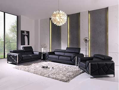 Black Leather Sofa set GU 03