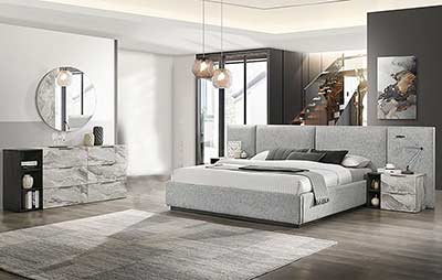Gray Fabric Low Profile Bedroom VG Mariella